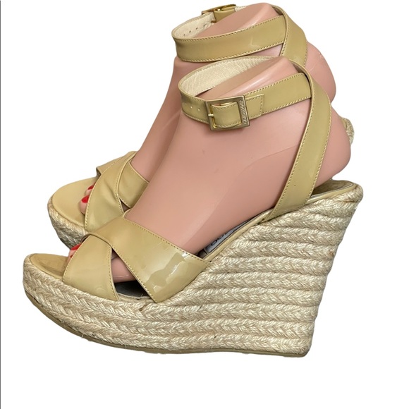 JIMMY CHOO PHOENIX WEDGE ESPADRILLES beige size 38.5 - Picture 3 of 15
